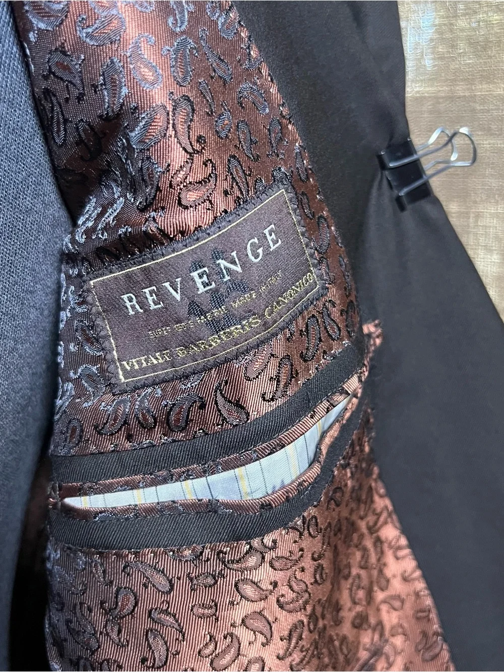 Vitale Barberis Canonico Revenge Brown Paisley Lined Wool Men’s Blazer 48L